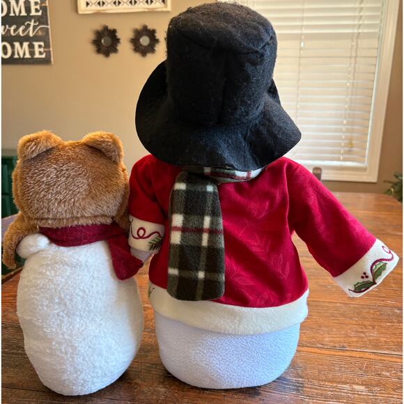 Pair of JCPenney Home Collection festive beanie bottom standing snowmen decor - Picture 4 of 10